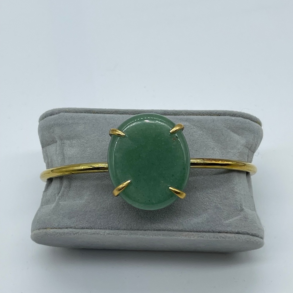 Lena Bernard Gold Tone Delfina Cuff with Green Aventurine